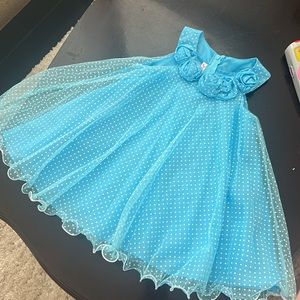 VERY BEAUTIFUL JESSICA ANN SIZE 2 TODDLER BLUE WITH WHITE POLKADOTS